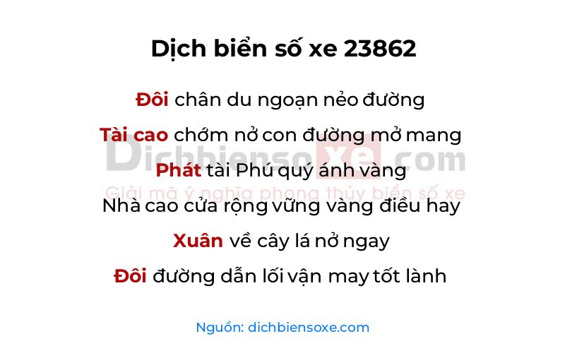 Dịch thơ biển số 23862