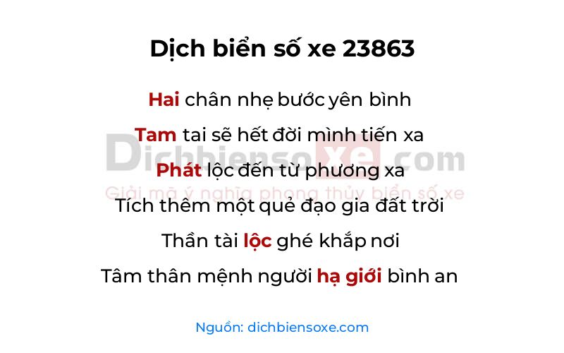 Dịch thơ biển số 23863