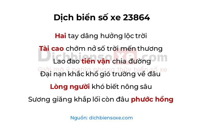 Dịch thơ biển số 23864