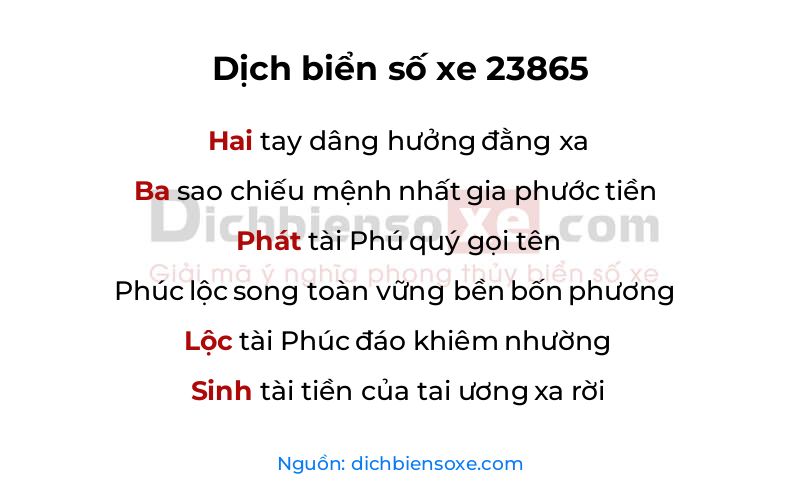 Dịch thơ biển số 23865