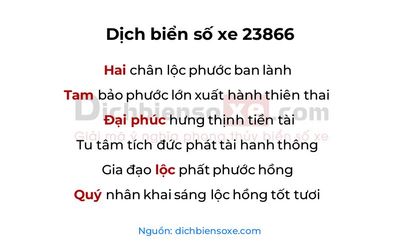 Dịch thơ biển số 23866