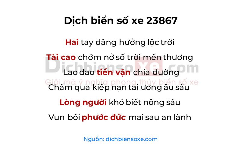 Dịch thơ biển số 23867