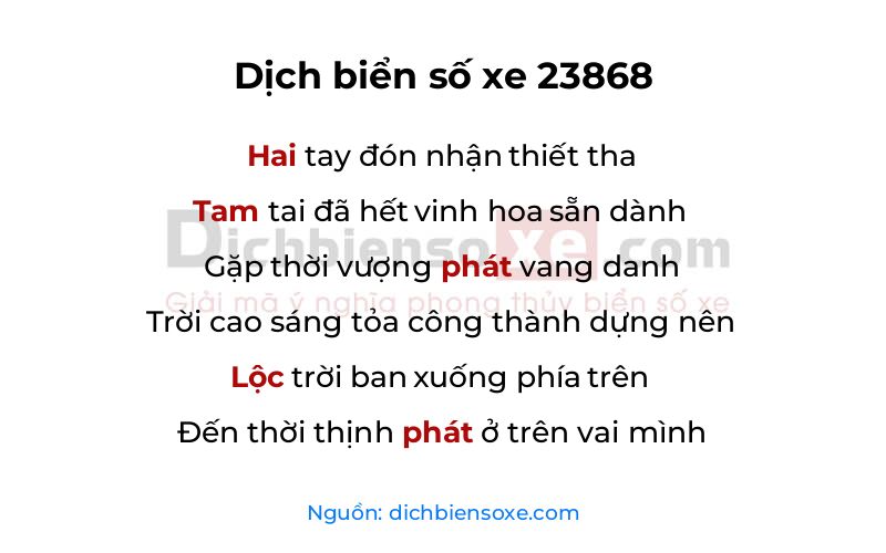 Dịch thơ biển số 23868