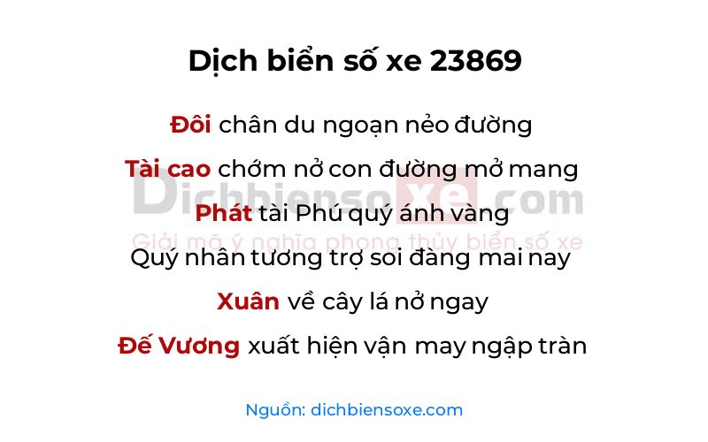 Dịch thơ biển số 23869