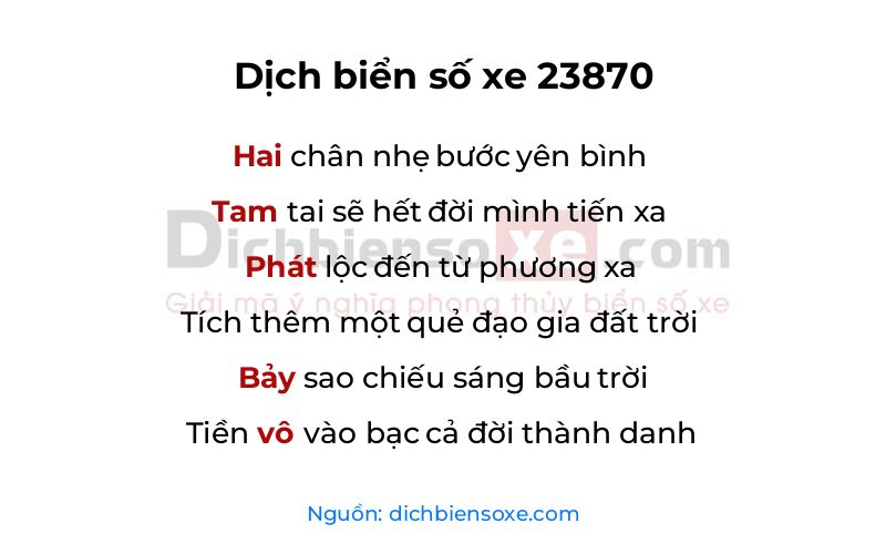 Dịch thơ biển số 23870