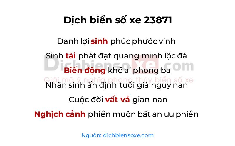 Dịch thơ biển số 23871