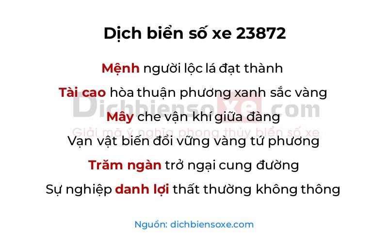 Dịch thơ biển số 23872