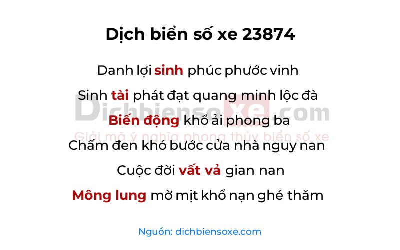 Dịch thơ biển số 23874