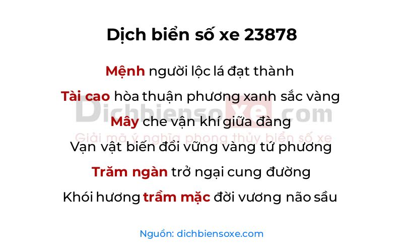 Dịch thơ biển số 23878