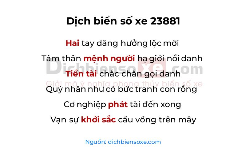 Dịch thơ biển số 23881
