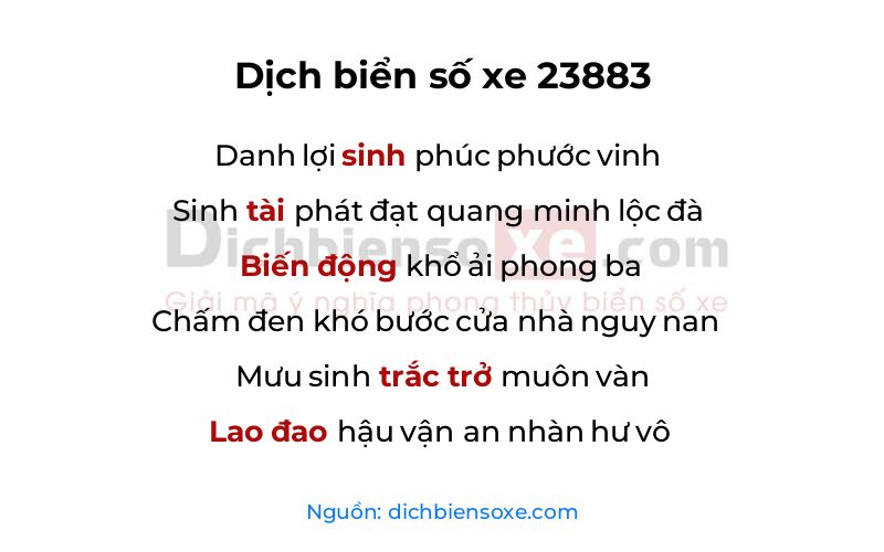 Dịch thơ biển số 23883