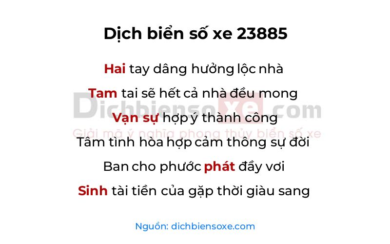 Dịch thơ biển số 23885