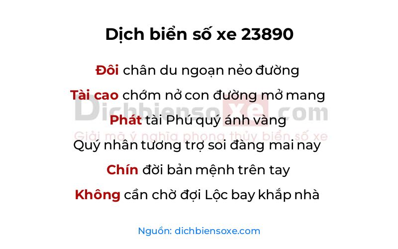 Dịch thơ biển số 23890