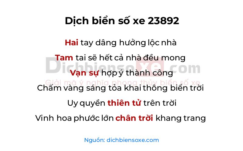 Dịch thơ biển số 23892