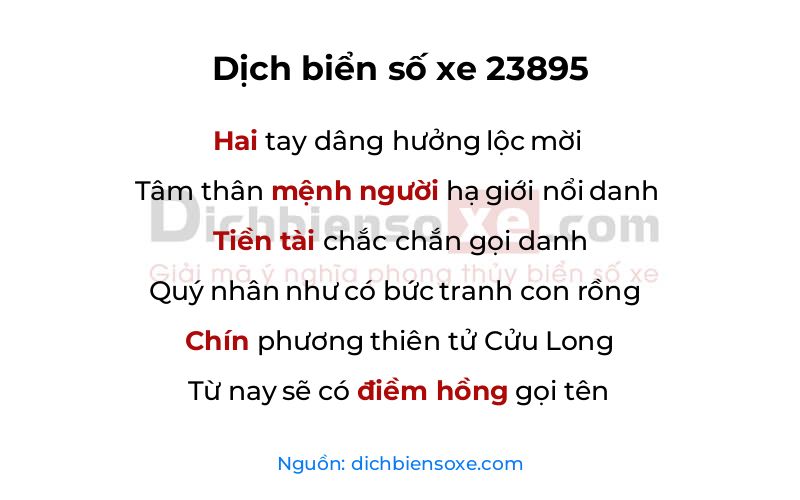 Dịch thơ biển số 23895