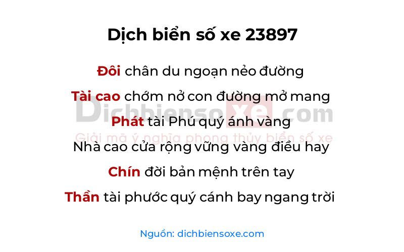 Dịch thơ biển số 23897
