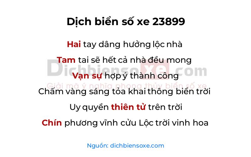 Dịch thơ biển số 23899