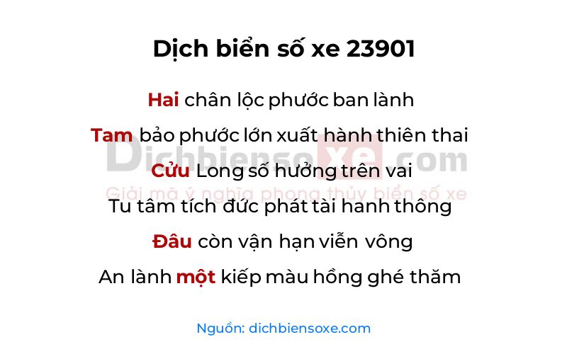 Dịch thơ biển số 23901