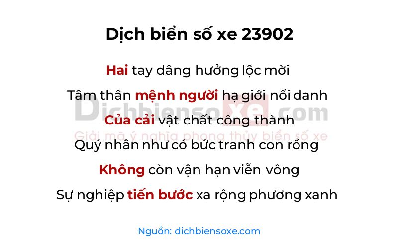 Dịch thơ biển số 23902