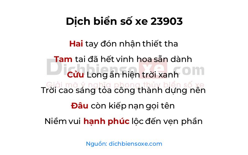 Dịch thơ biển số 23903
