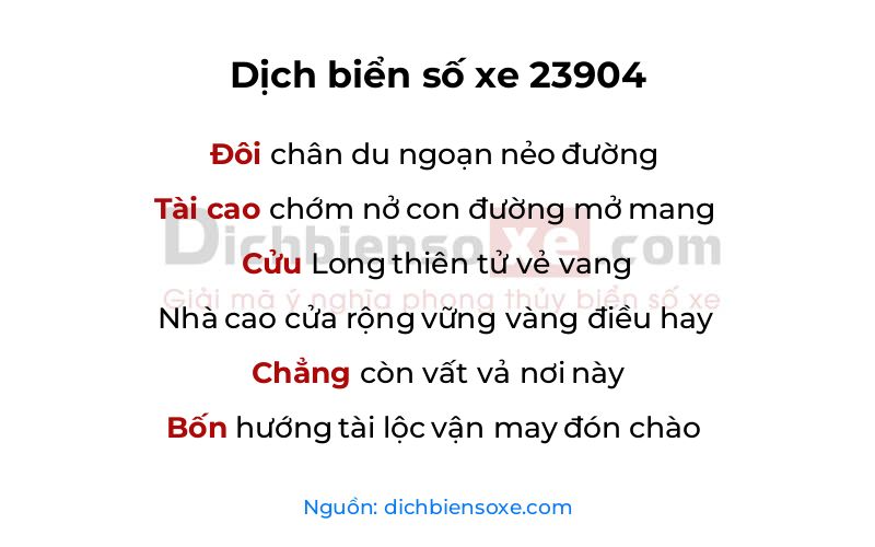 Dịch thơ biển số 23904