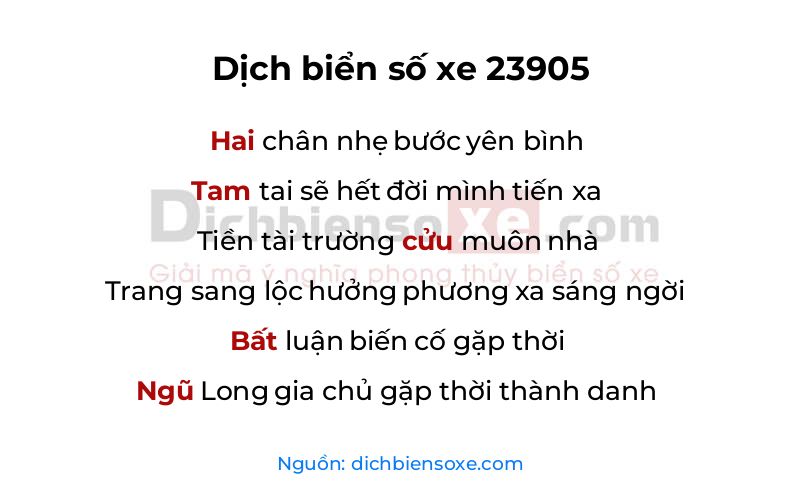 Dịch thơ biển số 23905