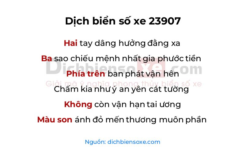 Dịch thơ biển số 23907