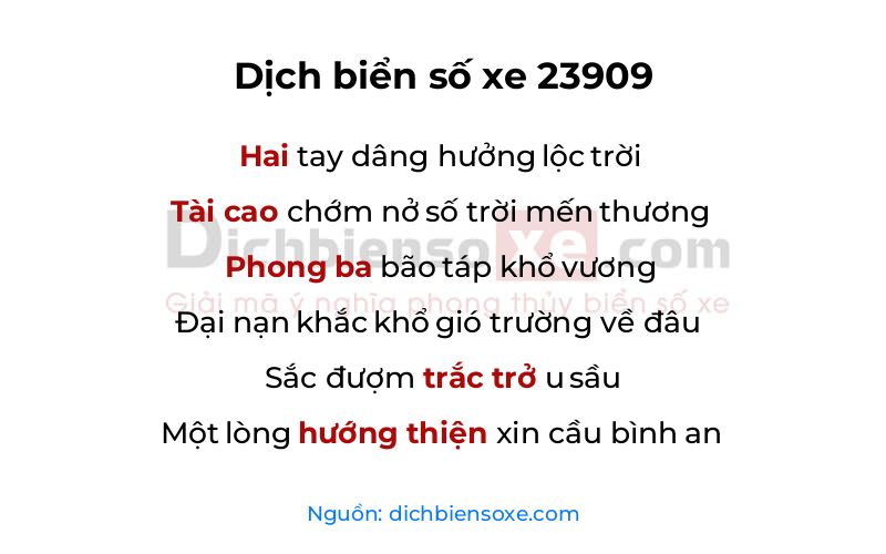 Dịch thơ biển số 23909
