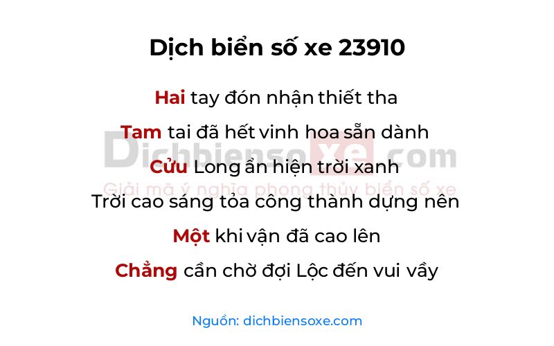 Dịch thơ biển số 23910