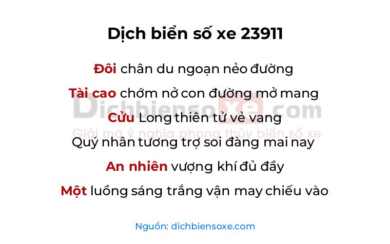 Dịch thơ biển số 23911
