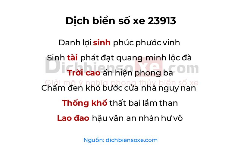 Dịch thơ biển số 23913