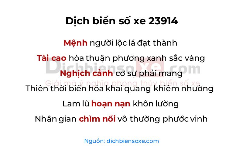 Dịch thơ biển số 23914