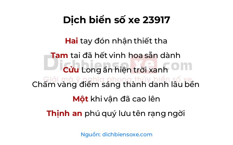 Dịch thơ biển số 23917