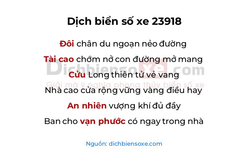 Dịch thơ biển số 23918