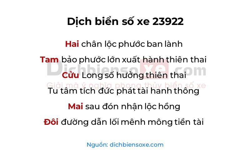 Dịch thơ biển số 23922