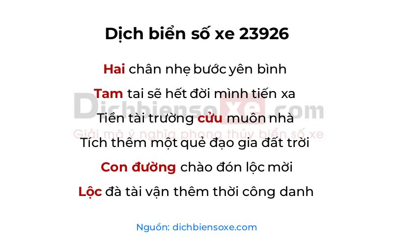 Dịch thơ biển số 23926
