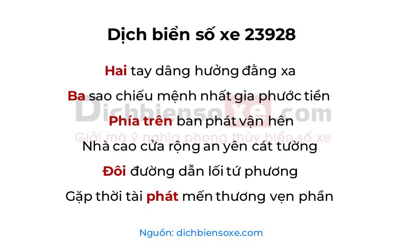 Dịch thơ biển số 23928