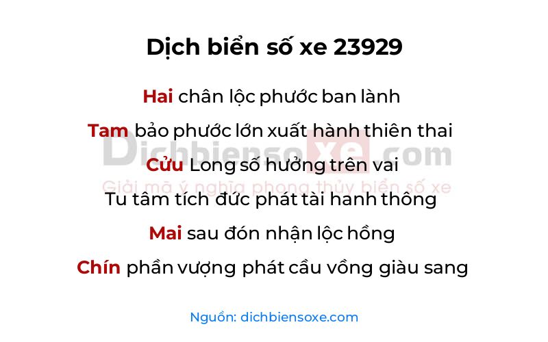 Dịch thơ biển số 23929