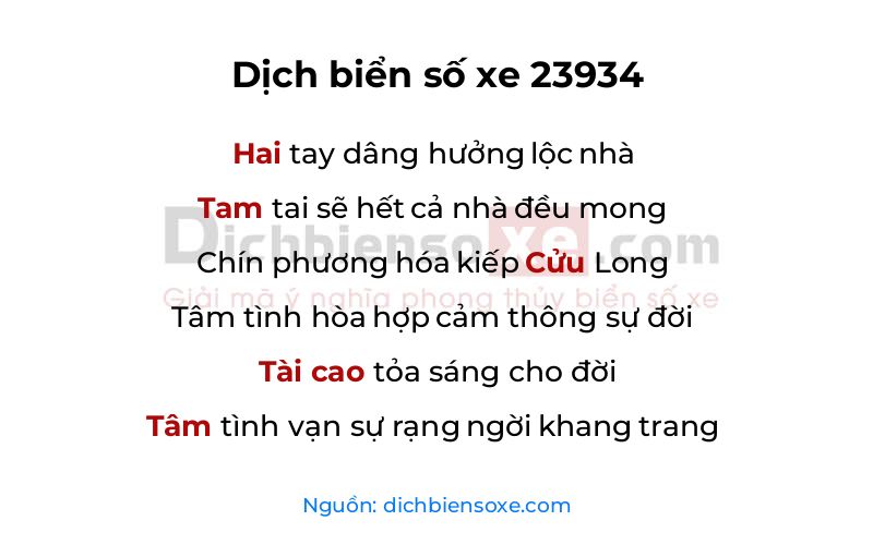 Dịch thơ biển số 23934