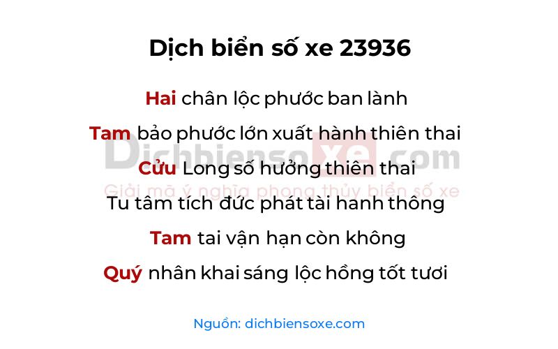 Dịch thơ biển số 23936