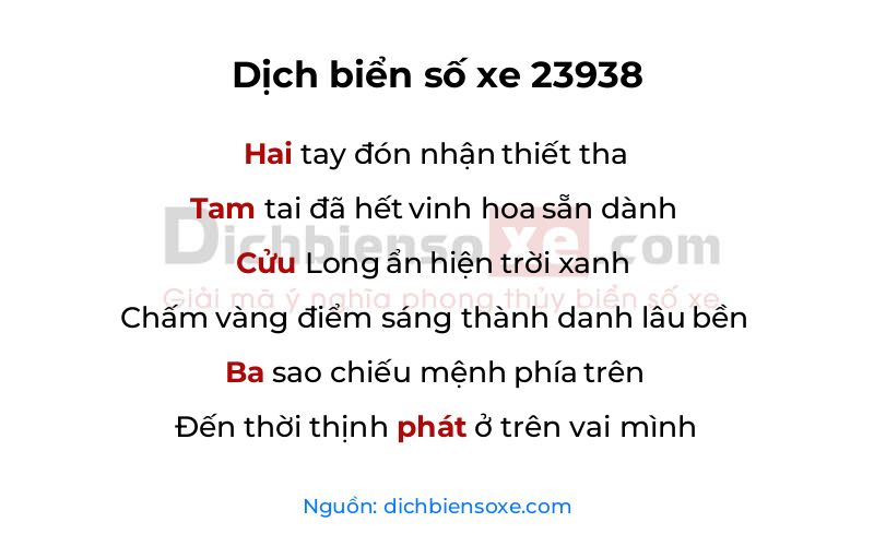 Dịch thơ biển số 23938