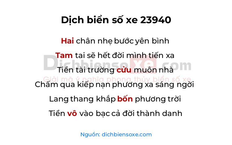 Dịch thơ biển số 23940