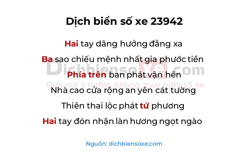 Dịch thơ biển số 23942