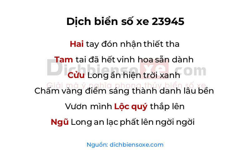 Dịch thơ biển số 23945