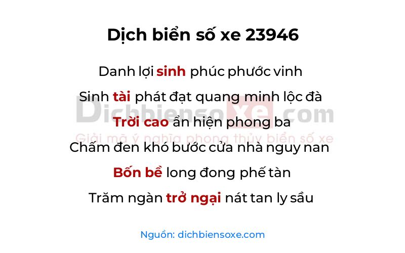 Dịch thơ biển số 23946