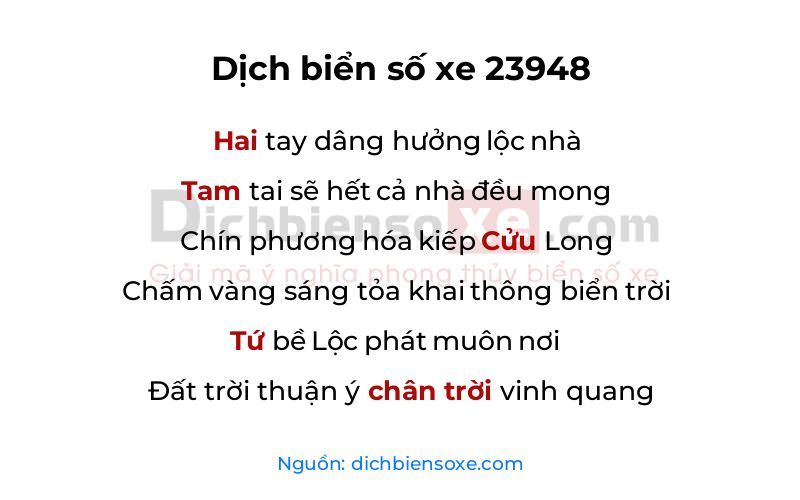 Dịch thơ biển số 23948