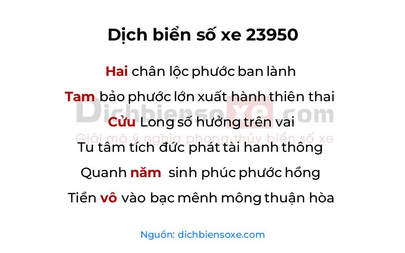 Dịch thơ biển số 23950