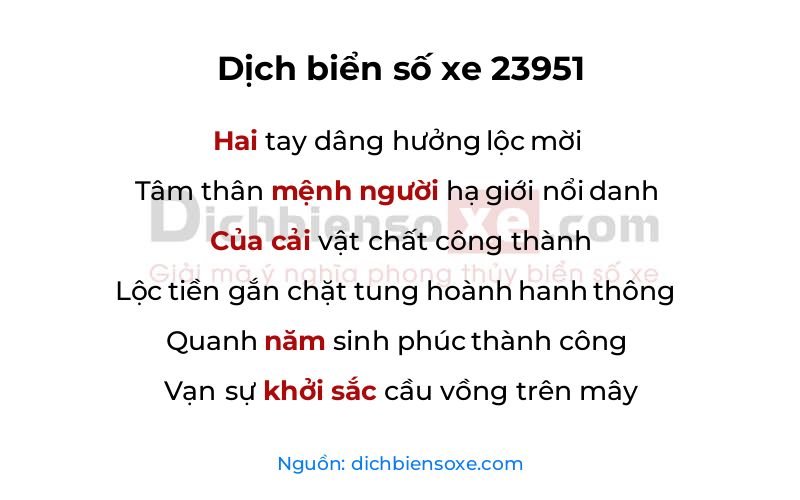 Dịch thơ biển số 23951