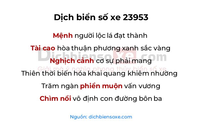 Dịch thơ biển số 23953