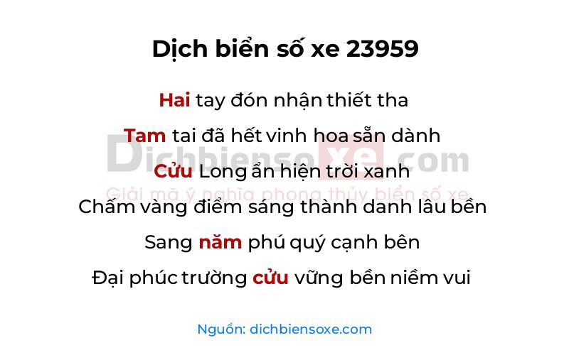 Dịch thơ biển số 23959